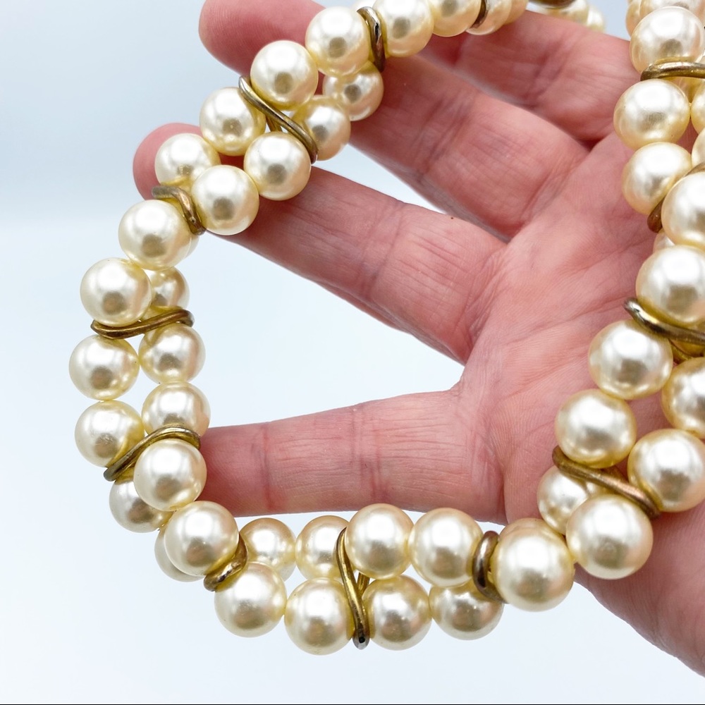 Champagne Faux Pearl Twisted Collar Necklace Vintage Inspired Necklace - Picture 3 of 10